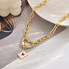 Romantic Ocean-themed Brass Clear Cubic Zirconia with Enamel Heart Pendant Necklaces for Women XQ8742-2-2