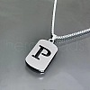 Rectangle with Laser Cut Letter 201 Stainless Steel Initial Pendant Necklaces WGA5E8C-16-1