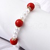 Brass ABS Imitation Pearl Beaded Bracelets for Women BJEW-D317-02G-3
