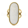 Oval 304 Stainless Steel Enamel Open Cuff Rings for Women RJEW-F166-25G-02-2