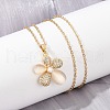 Flower Brass Micro Pave Cubic Zirconia Pendant Neckalces for Women NJEW-C076-05G-3
