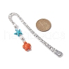 Synthetic Turquoise Tortoise Starfish Pendant Bookmarks with Natural Lava Rock AJEW-JK00285-5