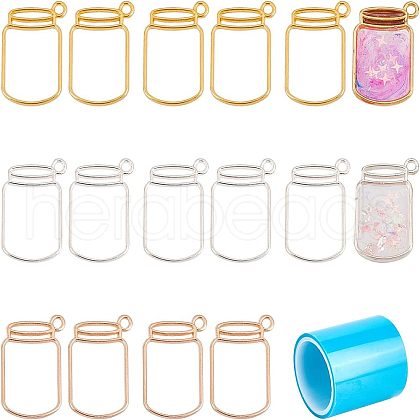 Olycraft 24Pcs 3 Colors Alloy Open Back Bezel Pendants FIND-OC0001-21-1