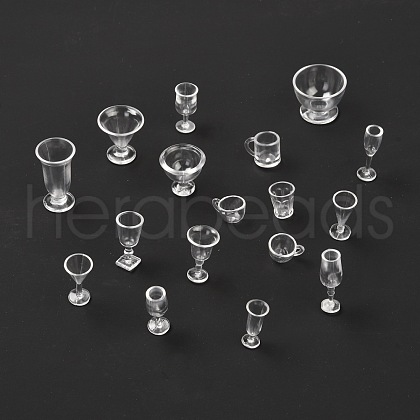 17Pcs Transparent Plastic Food Play Cup Set AJEW-K030-08-1