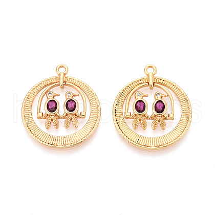 Brass Micro Pave Cubic Zirconia Pendants KK-N263-12G-1