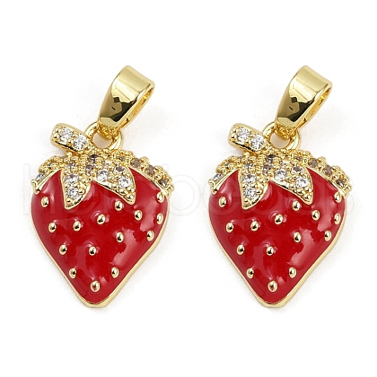 Brass Micro Pave Cubic Zirconia Enamel Pendants KK-L231-20G-1