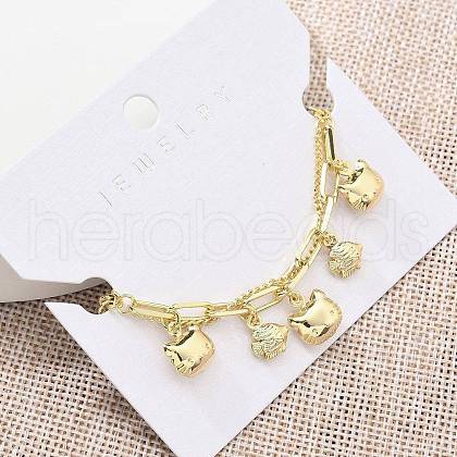 Brass Charm Bracelets BJEW-C083-05G-1