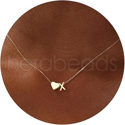 Simple Style Adjustable 316L Surgical Stainless Steel Heart and Initial Pendant Necklaces for Women WG95AEF-24-1