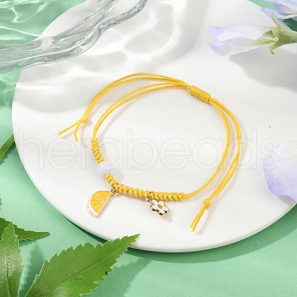 Flower & Lemon Alloy Enamel Charm Bracelets BJEW-JB11696-04-1