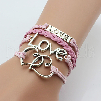 PU Leather & Hemp Cord Multi-strand Bracelets WG4AB3D-09-1