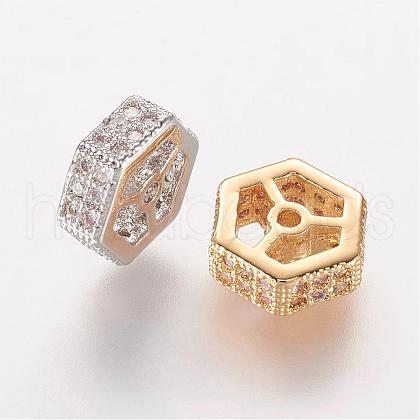Brass Micro Pave Cubic Zirconia Beads ZIRC-K063-32-1