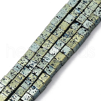 Electroplated Natural Lava Rock Beads Strands G-A256-B01-01B-1