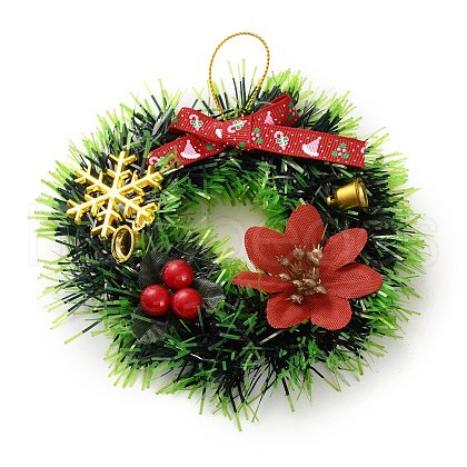 Christmas Wreath PVC Pendant Decorations HJEW-R100-01C-1