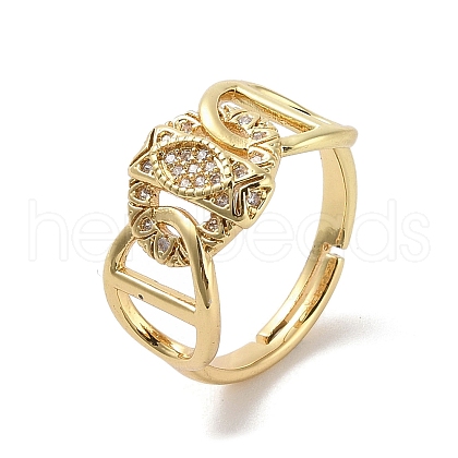 Brass Pave Cubic Zirconia Adjustable Rings RJEW-M170-19G-1