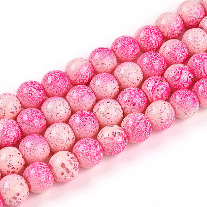 Transparent Baking Painted Glass Beads Strands DGLA-N009-10mm-01-1
