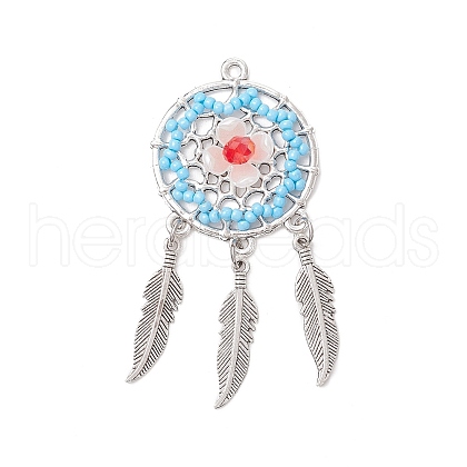 Handmade Glass Seed Beads Pendants PALLOY-MZ00766-03-1
