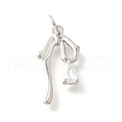 Brass Micro Pave Cubic Zirconia Pendants KK-V008-13P-03-1