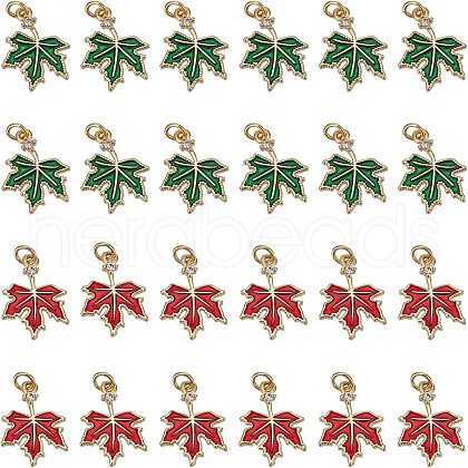 SUPERFINDINGS 24Pcs 2 Colors Brass Cubic Zirconia Charms KK-FH0004-25-1