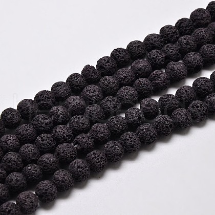 Natural Lava Rock Round Bead Strands G-I124-8mm-10-1