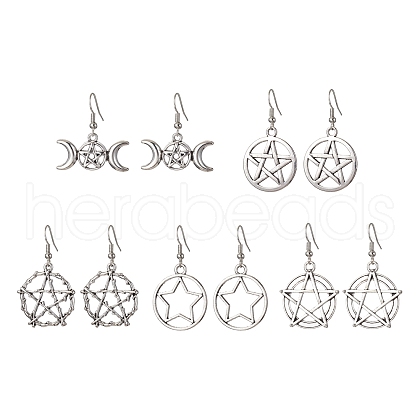 5 Pairs 5 Styles Alloy Dangle Earrings EJEW-JE05551-S-1