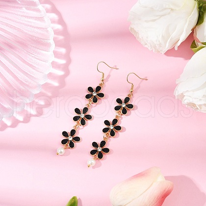 Zinc Alloy Enamel Flower Dangle Earrings EJEW-JE06462-03-1