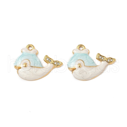 304 Stainless Steel Rhinestone Whale Pendants STAS-U057-02A-G-1