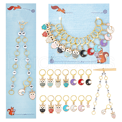 Knitting Row Counter Chains & Locking Stitch Markers Kits HJEW-AB00511-1