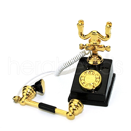 Mini Spray Painted Alloy Retro Landline Telephone Model PW-WG69844-02-1