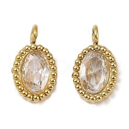 304 Stainless Steel Micro Pave Cubic Zirconia Charms STAS-K302-01E-G-1
