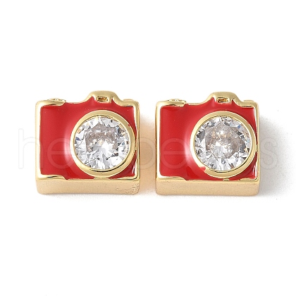Brass Pave Clear Cubic Zirconia Beads KK-H449-86G-04-1