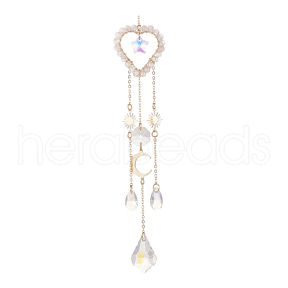 Glass Teardrop & Star Window Hanging Suncatchers HJEW-JM00905-01-1