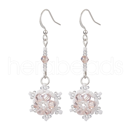 Glass Seed Beaded Dangle Earrings EJEW-MZ00171-02-1