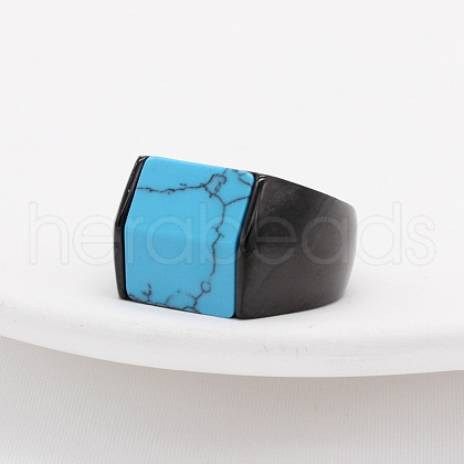 Rectangle Synthetic Turquoise Finger Ring FIND-PW0021-08F-EB-1