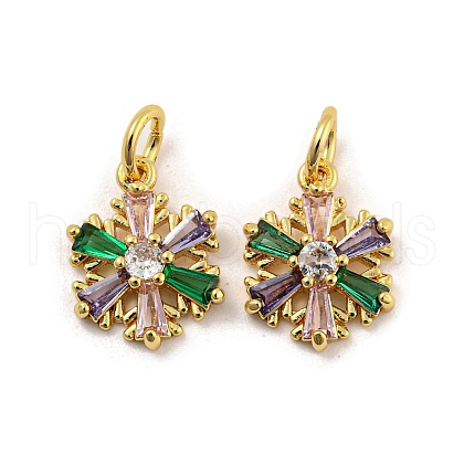 Brass Micro Pave Colorful Cubic Zirconia Pendants KK-G490-24G-1