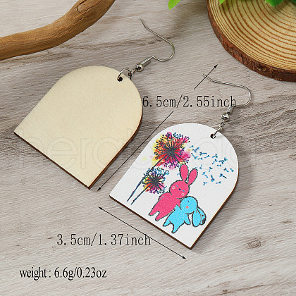 Cute Rabbit Wooden Dangle Earrings for Easter ZX2883-6-1