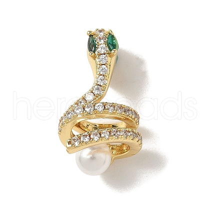 Snake Brass Micro Pave Cubic Zirconia Fold Over Clasps KK-I276-50G-1