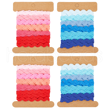 Gorgecraft 4 Cards 2 Styles  Polyester Wavy Fringe Trim Ribbon DIY-GF0009-48H-1