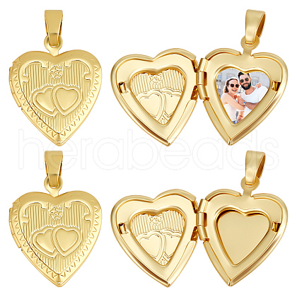 Beebeecraft 6Pcs Brass Locket Pendants KK-BBC0015-51-1