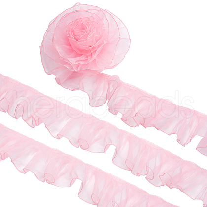 Organza Pleated Lace Ribbon OCOR-WH0097-42C-1