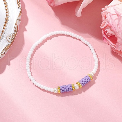 Glass Seed Beads Stretch  Bracelets for Women BJEW-MZ00153-04-1