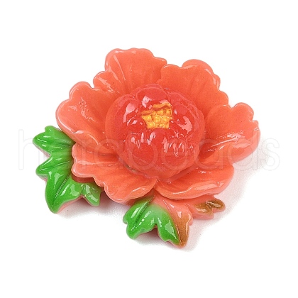 Opaque Resin Flowers Cabochons RESI-R463-02D-1