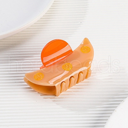 Fan with Fringe Cellulose Acetate(Resin) Claw Hair Clips PW-WG7066F-01-1