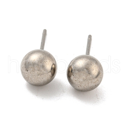 Tarnish Resistant 304 Stainless Steel with 201 Stainless Steel Smooth Round Ball Stud Earring Findings STAS-O004-08E-P-1