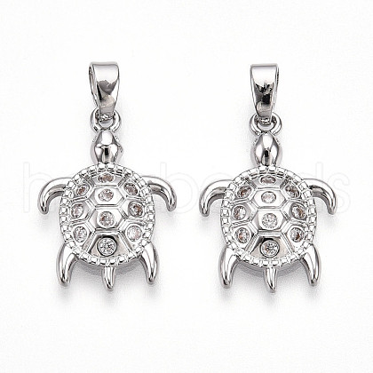Brass Micro Pave Cubic Zirconia Pendants KK-N257-06P-1