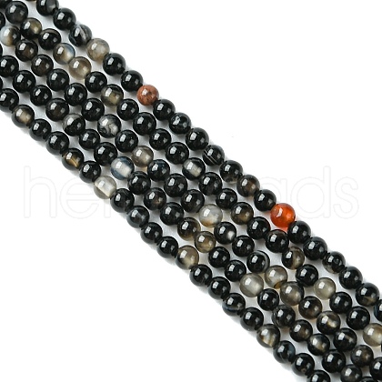 Natural Black Agate Bead Strands G-A130-2mm-K01-1