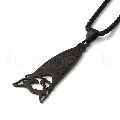 Bat Pendant Necklaces NJEW-C044-01EB-1