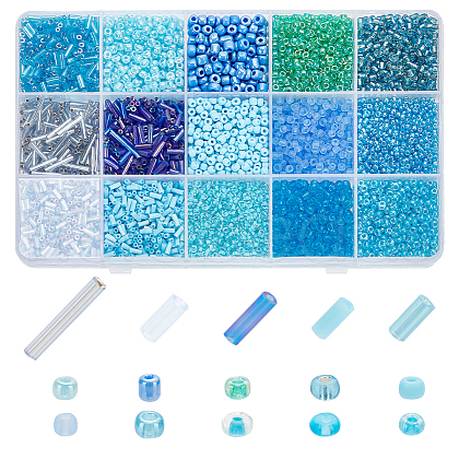   197G 15 Style Glass Round Seed & Bugle Beads SEED-PH0001-84-1