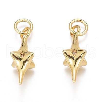 Brass Micro Pave Clear Cubic Zirconia Pendants ZIRC-O035-20G-1