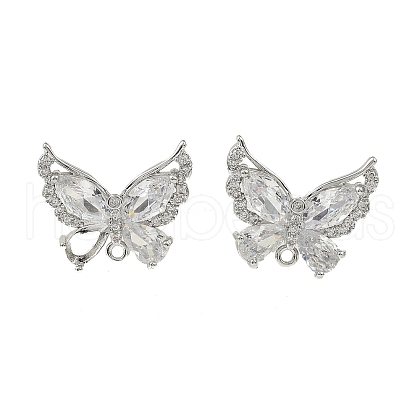 Brass Micro Pave Clear Cubic Zirconia Stud Earring Findings KK-C107-10P-1