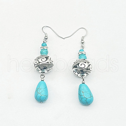 Bohemian Zinc Alloy Synthetic Turquoise Dangle Earrings LQ8241-5-1
